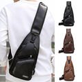  Herren PU Leder Brusttasche Reise Sport Schulter Sling Rucksack Cross Body Bag