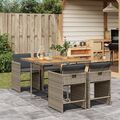 5-tlg. Garten-Essgruppe mit Kissen Grau Poly Rattan