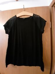 Damen T-Shirt Schwarz mit Stickerei 