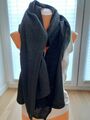 TCM Damen Poncho Schal anthrazit Fleece Strick Cape Cardigan Frauen Stola grau