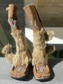 *** Damen-WinterBoots / Stiefel; Gr. 38; Leder; Hippie / Vintage / Indianer-Look