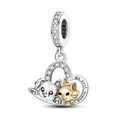 Katze Hund Tiere Charm Anhänger Bead Silber S925 Geschenk Frauen Gliederarmband