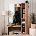 Flur Wand Garderobe Holz Garderobenpaneel Spiegel 2 Haken Sitzbank Homestyle4u