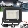 10x LED Fluter Außen Strahler Garten 100W Scheinwerfer mit Bewegungsmelder IP65 