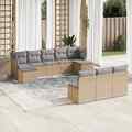 10-tlg. Garten-Sofagarnitur mit Kissen Poly Rattan Garten Lounge Set Sitzgruppe