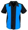 Retro schwarz/blau Rockabilly Bowlingshirts