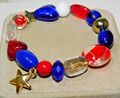 Vintage Murano Kunst Glas Blau Rot Kristall Klar Perlen Star Bettelarmband 10E