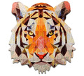 Tiger Kopf 7x7cm Neu geometrisch Tier Patch Aufbügler Aufnäher Bügelbild Flicken