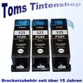 3 Original Tintenpatronen für PGI-525PGBK für Canon Pixma MG5350  wiederbefüllt