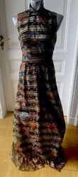 Maxi Kleid Lurex Boho💃Abendkleid  38 gefüttert ärmellos Vintage 60er Jahre Bunt