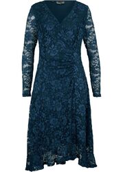 Spitzenkleid in Wickeloptik Normal Gr. 36/38 Dunkelblau Damen Midi-Kleid Neu*