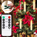 10er Flackern LED Stabkerzen Weihnachtsbaum Lichterkette mit Fernbedienung Timer