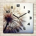 Wanduhr Echt-Glas-Küchenuhr 30x30 Deko Bilder-Motiv: Pusteblume Weiß