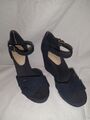 Damenschuhe Keilsandalette von Tommy Hilfiger Blau Absatz Schnalle 