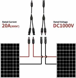 Y-2 Solarstecker Verteiler Buchse Solarpanel Adapter Kabel Solarkabel für 4-6mm²