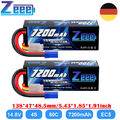 2X Zeee 4S Lipo Akku Batterie 14,8V 7200mAh 80C EC5 für RC Auto Flugzeug Drone