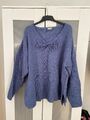 Strickpullover Blau Gr.52/54 fransen Vintage 