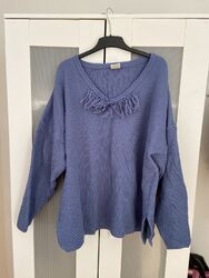 Strickpullover Blau Gr.52/54 fransen Vintage 