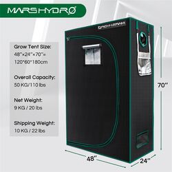 Mars Hydro 1680D Grow Tent Dark Room Box Hydroponic Bud Zimmerpflanze Growzelt