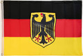 Deutschland Flagge mit Adler 90x150 cm, Fahne aus Stoff mit doppelt umsäumten Fa