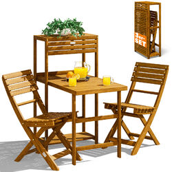 CASARIA® Balkonmöbel Gartenmöbel Set 3tlg Holz Klappbar Wetterfest Balkon Akazie✔️2 Stühle je 160kg belastbar ✔️Tisch ✔️Geölt ✔️Robust