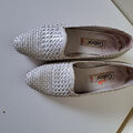 Retro Vintage Gabor fashion Pumps Slipper Gr. 5 / Gr. 38 perlmutt Flecht Leder