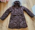 Warme Damen Winter Jacke Parka von H&M mit Kapuze, Braun, Gr. 42