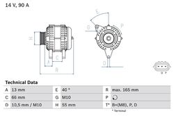 BOSCH 0 986 082 430 Lichtmaschine Generator 90A 14V für MAZDA 3 (BL)