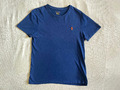 RAPLH LAUREN T-Shirt S Small Blau Einzelnaht Custom Fit 50s Style Orange Logo