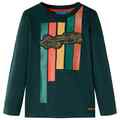 Kinder-Langarmshirt Rennwagen-Aufdruck Pullover Sweatshirt T-Shirt Dunkelgrün 92