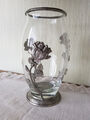 Zinn Glas Blumenvase Rosenmotiv Vintage