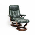 Ekornes Stressless Consul (M) mit Hocker Relaxsessel Fernseh Grün Leder Gaming