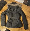 Steppjacke mit Fellkapuze für Winter Kurz Winterjacke Damen Jacke S