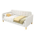 Daybett Schlafsofa Tagesbett Sofabett Einzelbett 90 x 200 cm Leinenbezug Beige