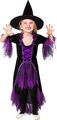 Hexenkleid schwarz-lila m. Hut Kostüm Kinder Mädchen Karneval Fasching Halloween