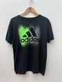 T-Shirt Adidas Grafikdruck Rechtschreibung Logo schwarz grün grau Jugend XL (18/20)