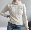 Rollkragenpullover Vintage weiß creme S 36 Strick Qualität