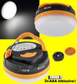 Mini Campinglicht LED Zelt-Lampe dimmbar 5 Modi IP44 +Magnet+Haken +INKL. 3x AAA