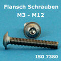Linsenkopf Flachkopf-Schrauben Innensechskant Edelstahl rostfrei A2 VA ISO 7380