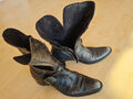 Vicmatie Damen Stiefel, echt Leder, braun-schwarz, used Look, Gr. 37