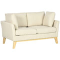 2-Sitzer Sofa Doppelsofa in Leinenoptik, Zweisitzer mit Kissen bis 150 kg Beige