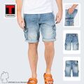 TimeZone Herren Cargo-Shorts Bermudas mit Gürtelschlaufen und Seitentaschen