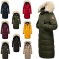 Marikoo Damen Winterjacke Langer Parka Warm Stepp Mantel Kapuze Schneesternchen