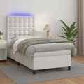 Boxspringbett mit Matratze  Kunstlederbett Polsterbett Einzelbett Bett T4T1