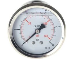 Manometer waagrecht waagerecht hinten Ø 40 50 63 100 Druckluft Glycerin Wasser