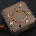 Damen Armband Gold vergoldet Blume Perlmutt 18 Karat rosegold WASSERFEST CD