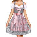 3Tlg Damen Oktoberfest Festkleid Trachtenkleid Dirndl Set Bluse Schürze Kleid 🍻