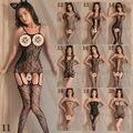 Damen Netz Kleid Negligee Dessous Reizwäsche Sexy Catsuit Nylon Bodystocking