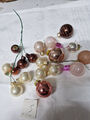 Mini Weihnachtschmuck 5 Baumschmuck perlmutt.rosa.braun Christbaum Kugel Glas