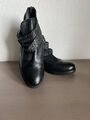 Pull & Bear Boots, schwarze Leder Schuhe mit Nieten